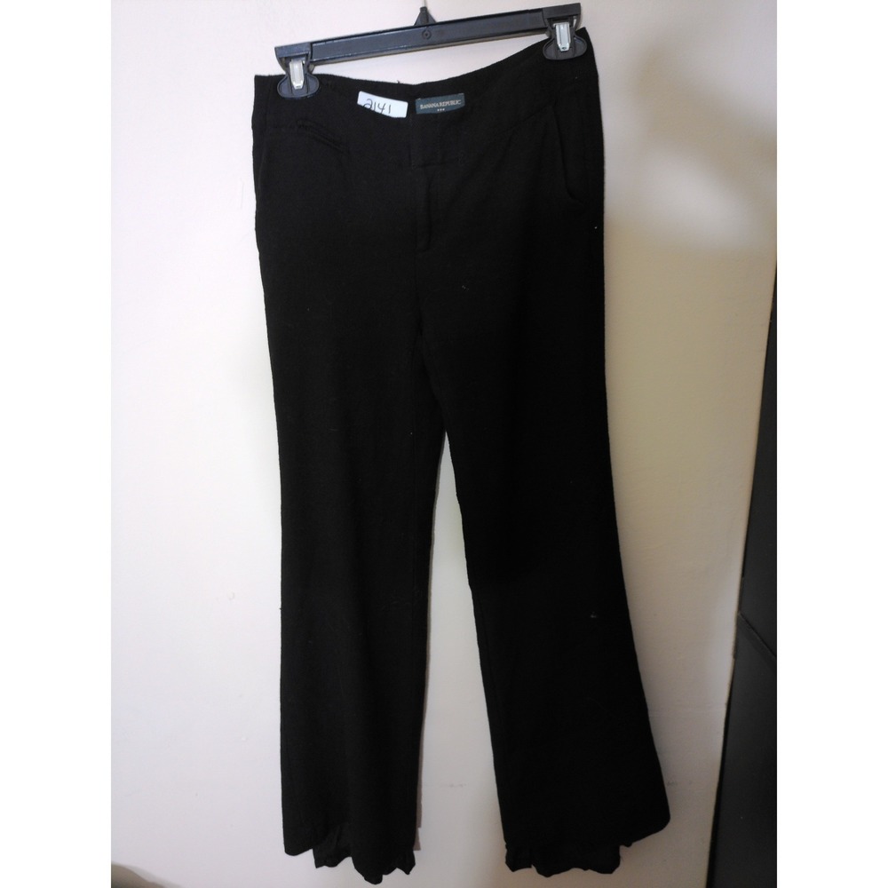 Banana Republic Dress Pants Womens 0 Black Wool Wide Leg Textured Professional
